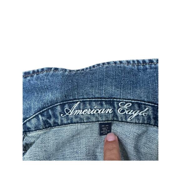 American Eagle Jean Jacket Womens Cropped Distressed Trucker Sz M - Picture 5 of 6